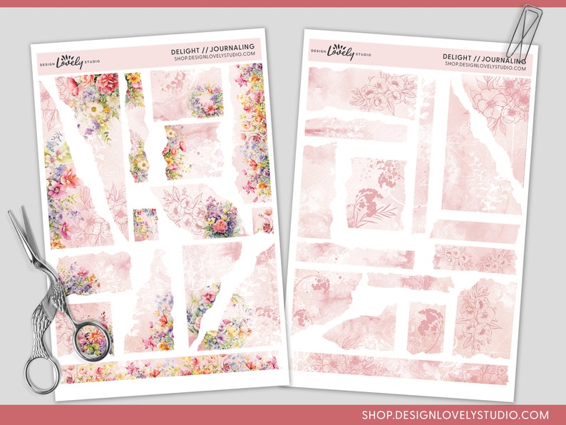 Printable Torn Paper Stickers, Ripped Paper Stickers, Journaling ...