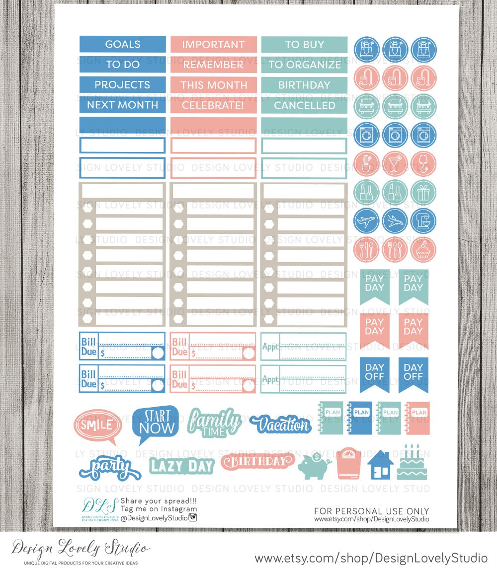 Printable Big Happy Planner Monthly Stickers Big Happy - Etsy
