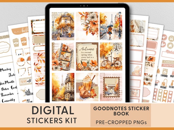 Fall Digital Stickers, Autumn Digital Stickers, Goodnotes Stickers, Ipad Stickers, Digital Planner Stickers, Paris in Autumn, DS134