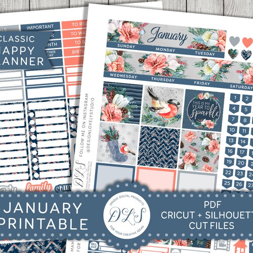 Printable January Monthly Planner Stickers Happy Planner - Etsy