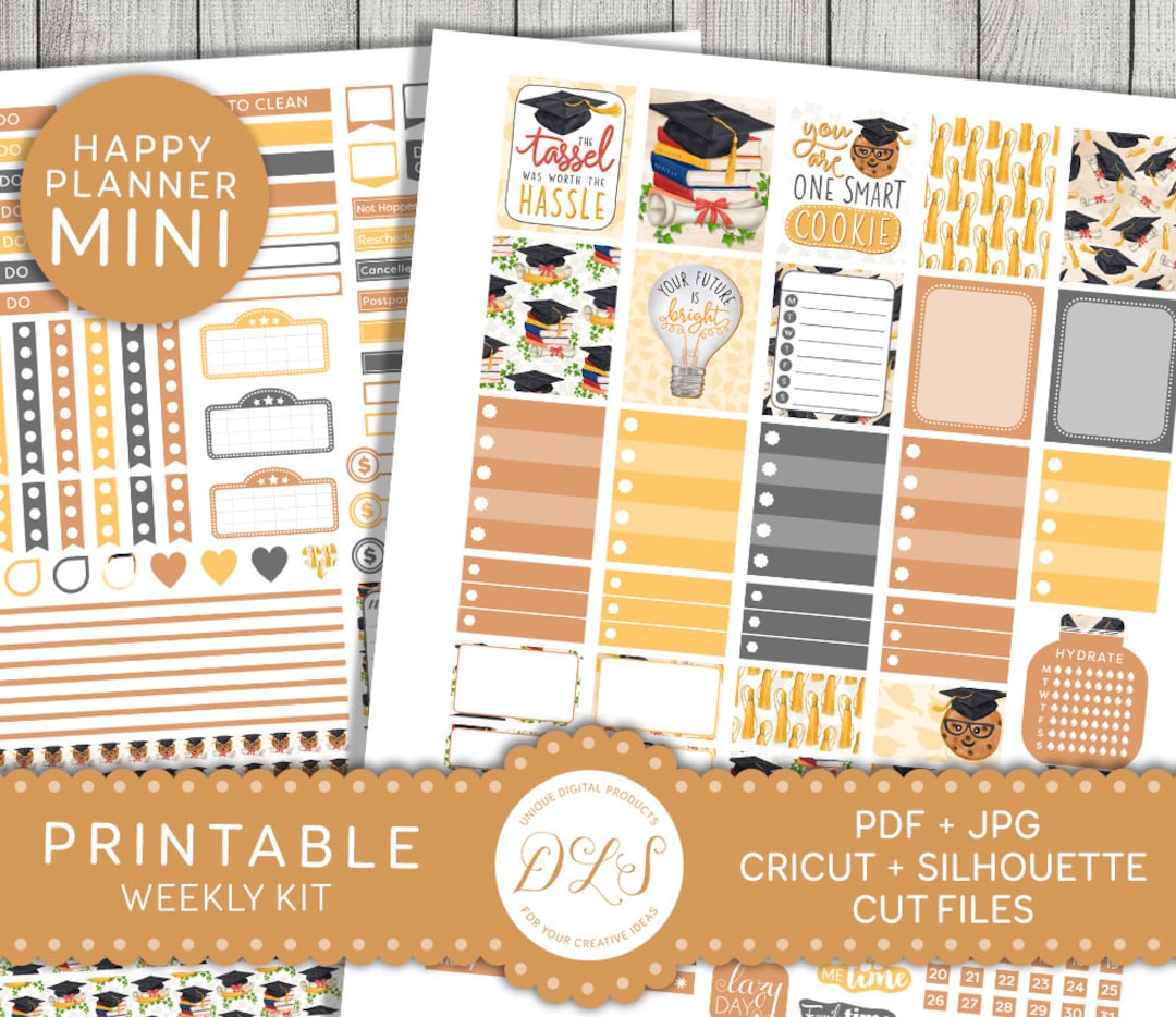 Mini Happy Planner Graduation Stickers, Graduation Stickers Kit ...