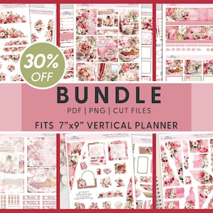 Paquete de pegatinas de verano de cerezas: kits imprimibles mensuales, semanales, de notas, de diario y florales para Erin Condren, estilo de repostería cottagecore, BV142