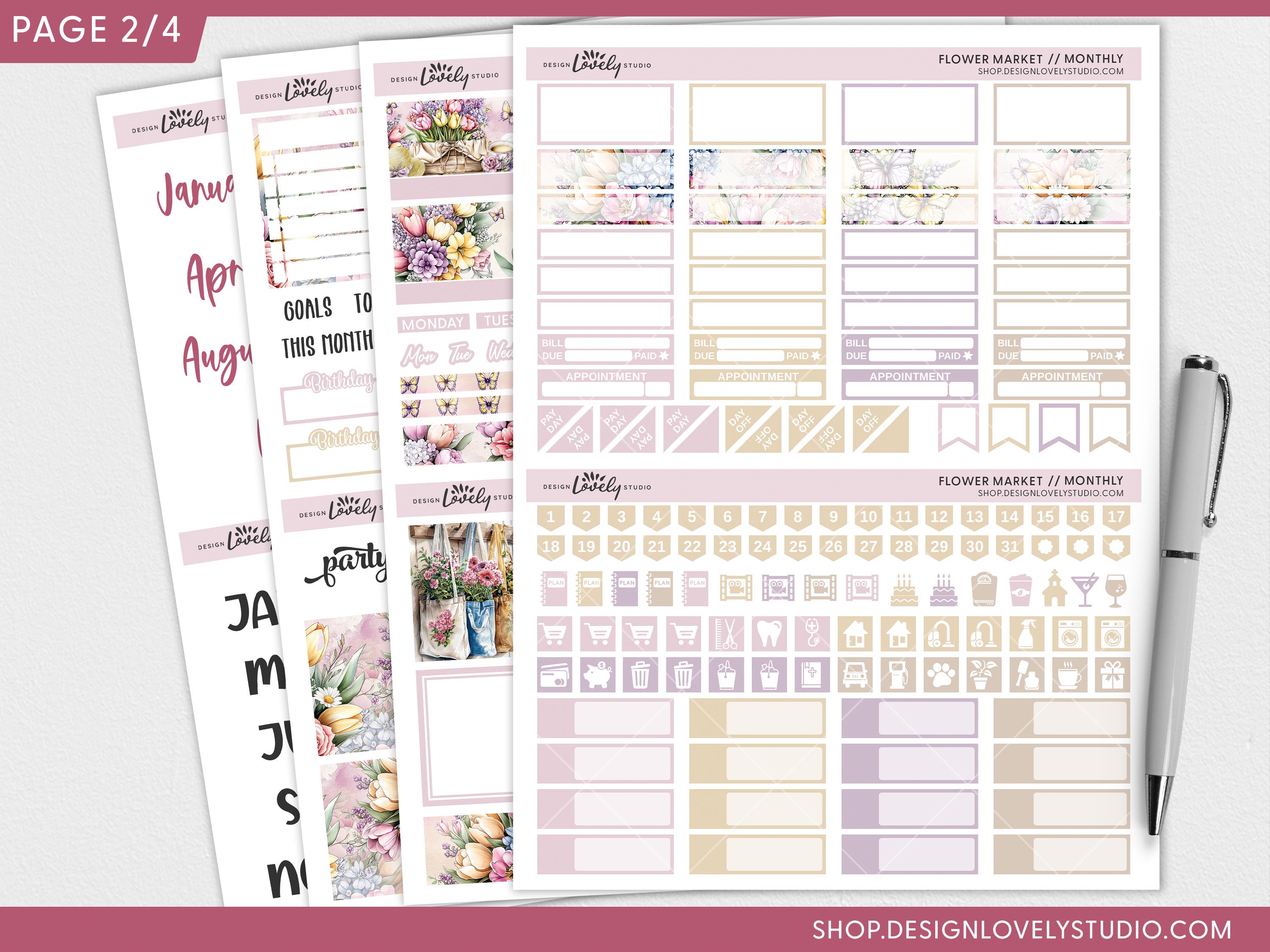 Printable Spring Monthly Sticker Kit, May Monthly Kit, April Planner ...