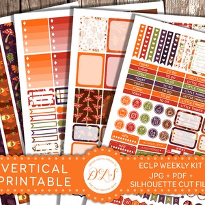 Printable Fall Stickers Kit fits EC planners, Weekly Planner Stickers Kit,  Autumn Planner Stickers, Fall Planner Stickers, Digital, VS114