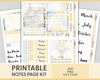 May Notes Page Kit, April Notes Page Kit, Floral Notes Page Stickers, Printable Planner Stickers, Dashboard Stickers, ECLP Stickers, ECN266