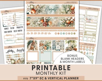 Adesivi stampabili per agenda Oasis, kit mensile di agosto per Erin Condren, oasi nel deserto marocchino, viaggi estivi boho, opzione senza data, MV298