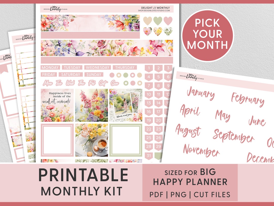 July Monthly Sticker Kit, June Planner Stickers, May Monthly Kit ...
