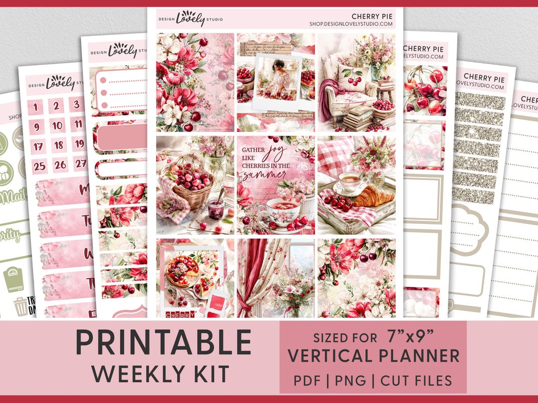 Cherry Summer Weekly Kit – Printable Planner Stickers for Erin Condren ...