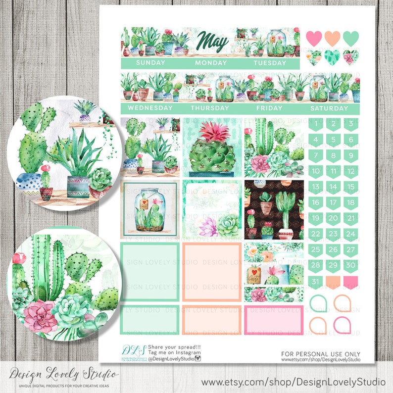 Printable MAY Planner Stickers Kit, Big Happy Planner MAY Monthly ...