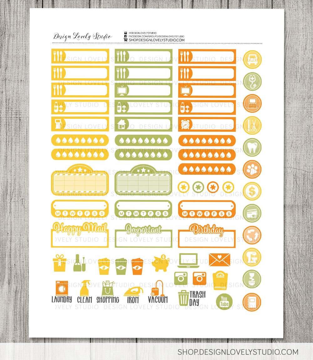 PRINTABLE Big Happy Planner Weekly Kit, Honey Bee Planner Stickers, Big ...