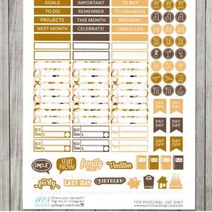 Big Happy Planner Monthly Stickers, Printable COFFEE Monthly Planner ...
