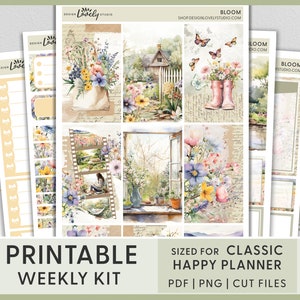 Kit d’autocollants hebdomadaires de printemps, autocollants de planificateur de printemps, autocollants de planificateur floral, autocollants de planificateur heureux, autocollants de planificateur imprimables, HP238