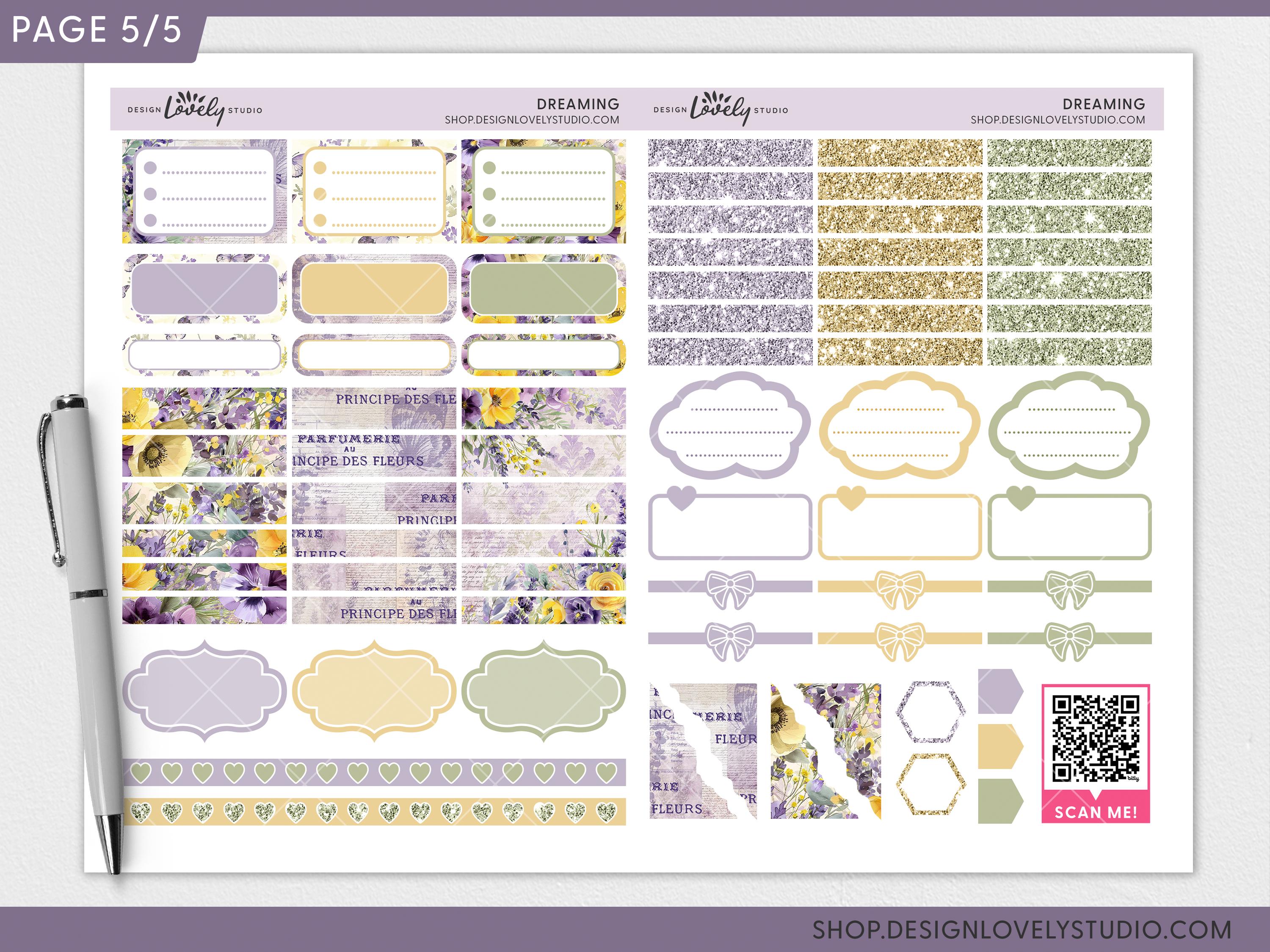 Lavender Dreaming Printable Planner Stickers, Erin Condren Weekly ...