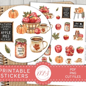 Autocollants Apple Planner, autocollants de planificateur d’automne, autocollants de planificateur de citrouille, autocollants BuJo, autocollants de journalisation, autocollants de scrapbooking, DS183