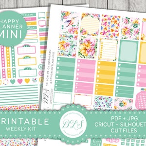 Autocollants Mini Happy Planner, Autocollants imprimables Happy Planner, Kit hebdomadaire imprimable, Autocollants Mini Mambi, Kit hebdomadaire de mai, Fichiers coupés, MW111