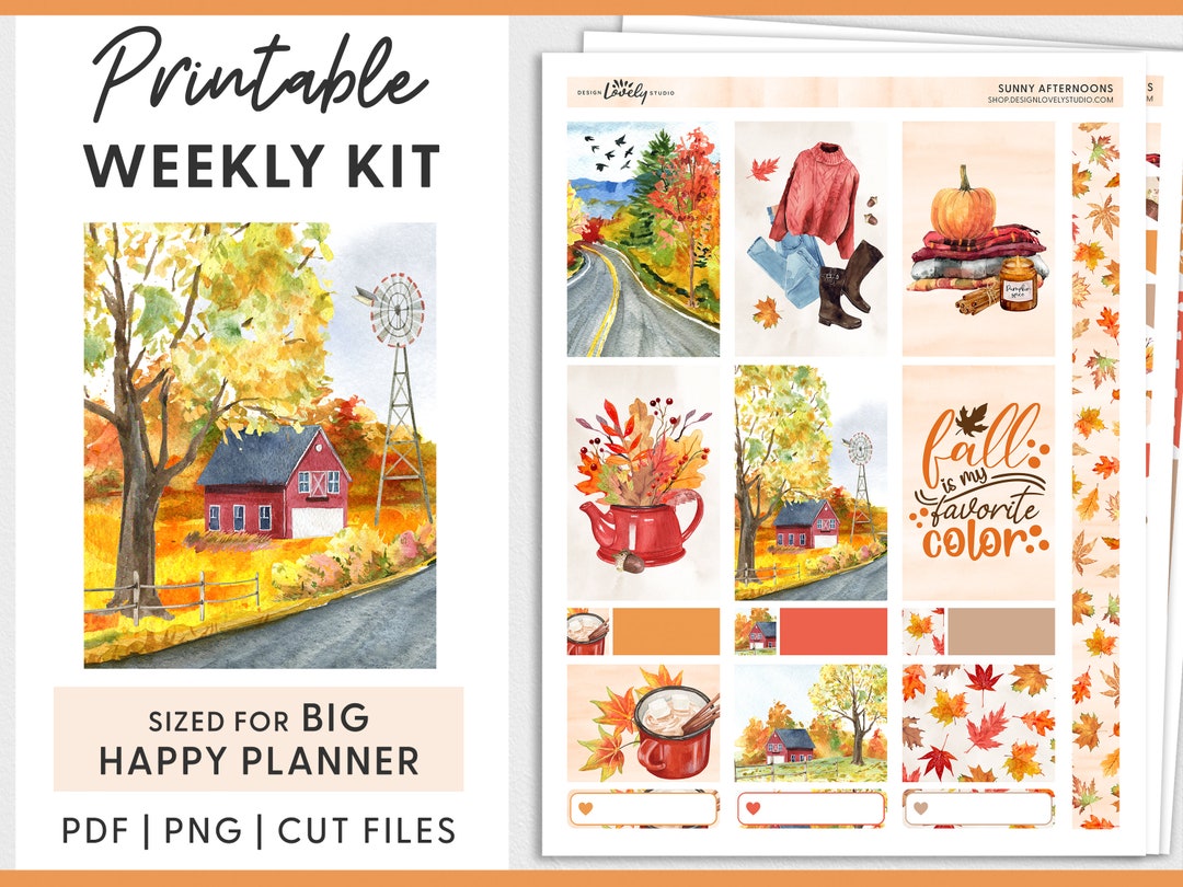 Big Happy Planner Stickers Kit, Fall Planner Stickers, Weekly Sticker ...