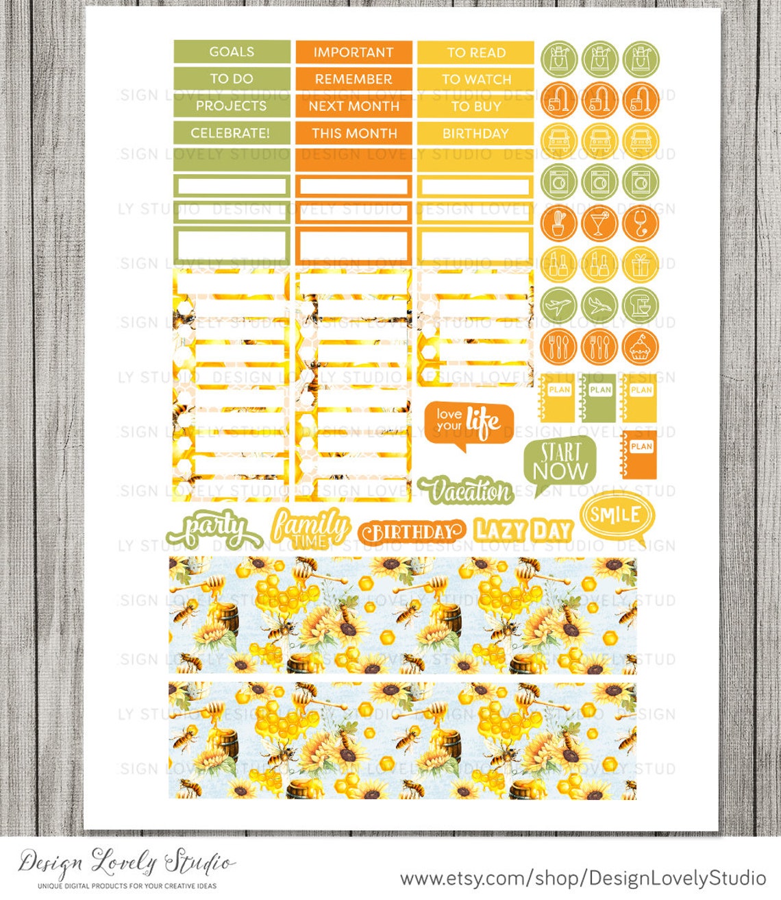 PRINTABLE Happy Planner Monthly Stickers Kit Honey Bee - Etsy PRINTABLE Happy Planner Monthly Stickers Kit Honey Bee - Etsy