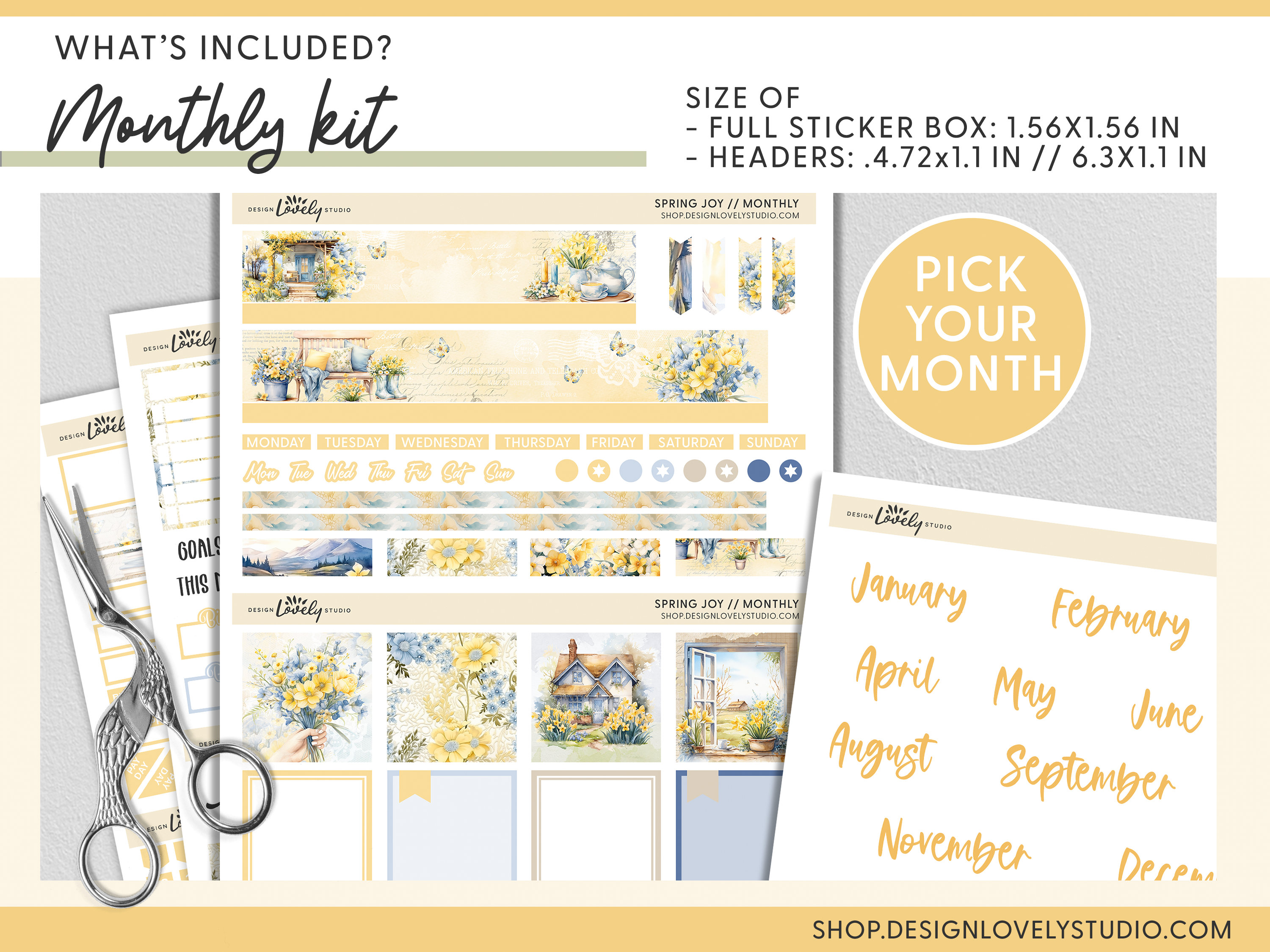 Spring Printable Planner Stickers Bundle, Floral Stickers, Monthly ...