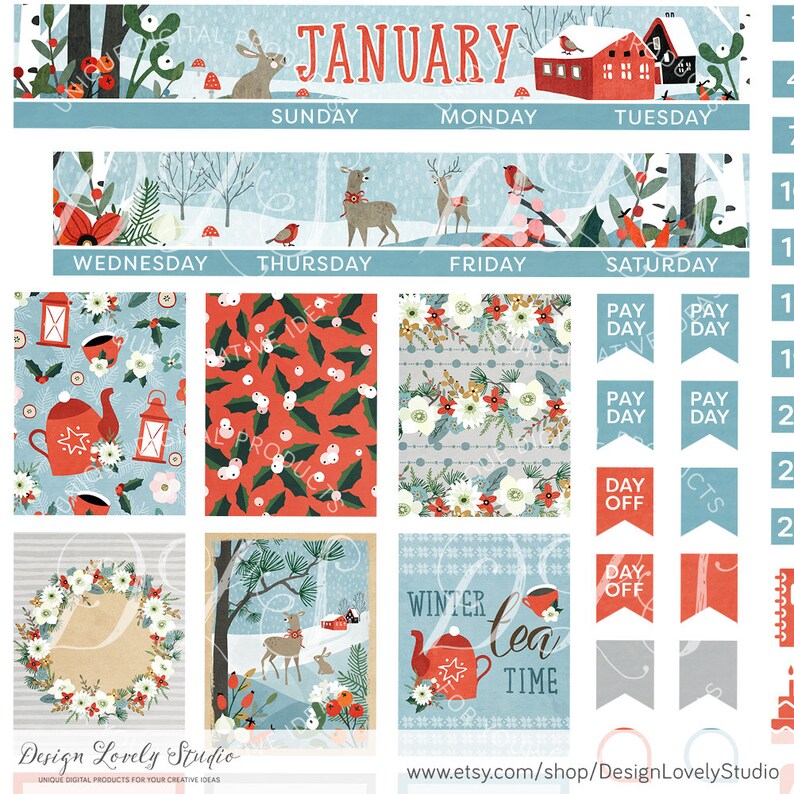 Mini Happy Planner January Stickers Kit Printable January | Etsy