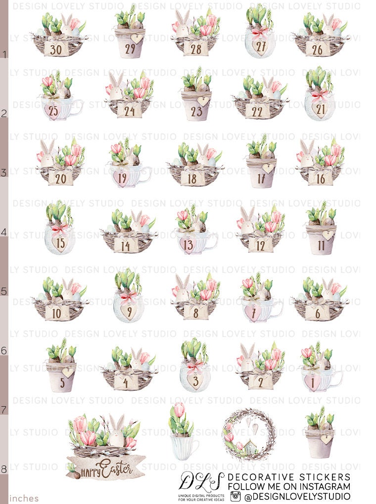 Easter Countdown Planner Stickers, Easter Date Cover Stickers ...