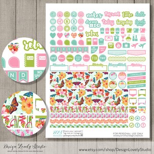 Printable Weekly Stickers Kit for Erin Condren, Tropical Planner Kit ...