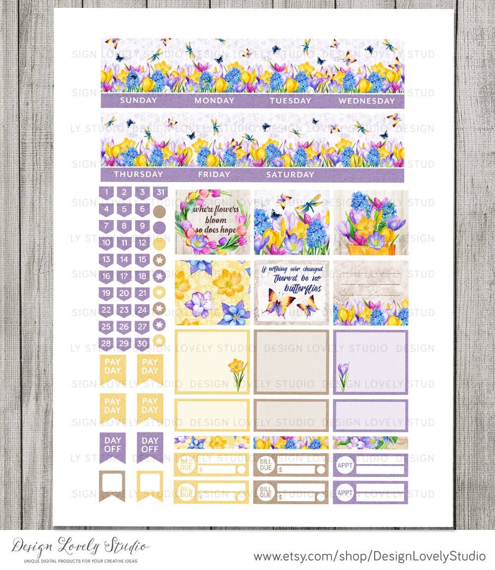 Printable FLORAL Monthly Planner Stickers Spring Monthly | Etsy