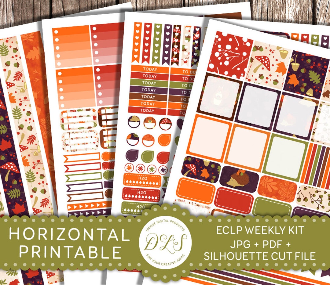 HORIZONTAL Erin Condren Printable Planner Stickers October Weekly Kit ...