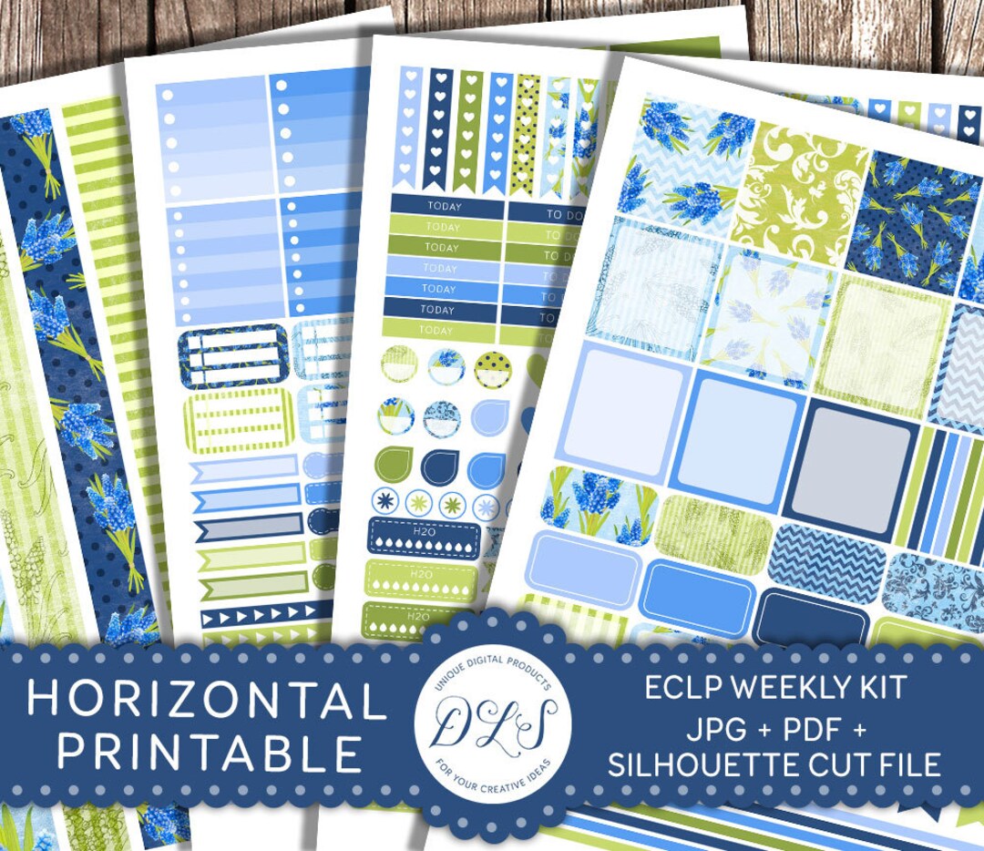 Horizontal Planner Kit, EC Horizontal Planner Stickers, Weekly Planner ...