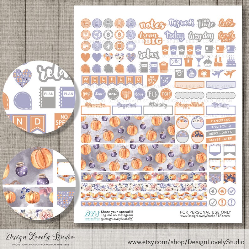 Halloween Planner Stickers Printable Weekly Planner Kit Erin - Etsy