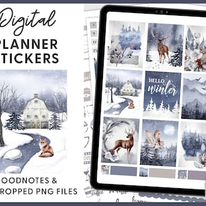 Digitale winterstickers, Gootnotes-stickers, digitale januari-stickers, nieuwjaarsplannerstickers, voorgesneden stickers, iPad-stickers, DG121