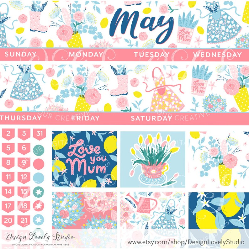 May PRINTABLE Planner Stickers Printable May Monthly Stickers Etsy France