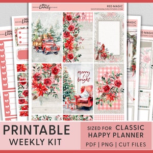 Kerstplannerstickers, winterplannerstickers, december wekelijkse stickerkit, gelukkige plannerstickers, afdrukbare plannerstickers, HP246