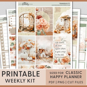 Planificateur d'autocollants, autocollants Happy Planner, autocollants imprimables, kit d'autocollants hebdomadaires, kit hebdomadaire d'automne, feuille d'autocollants d'automne, HP234