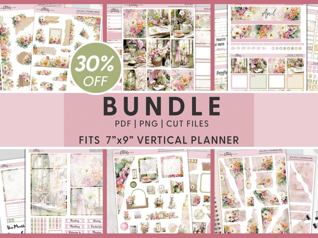 Spring Atelier Printable Planner Sticker Bundle, Weekly Monthly ...