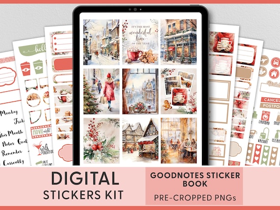 Christmas Planner Stickers, Winter Holiday Stickers, Digital Planner Stickers, Goodnotes Stickers, Pre-cropped Stickers, Ipad Stickers,DG143