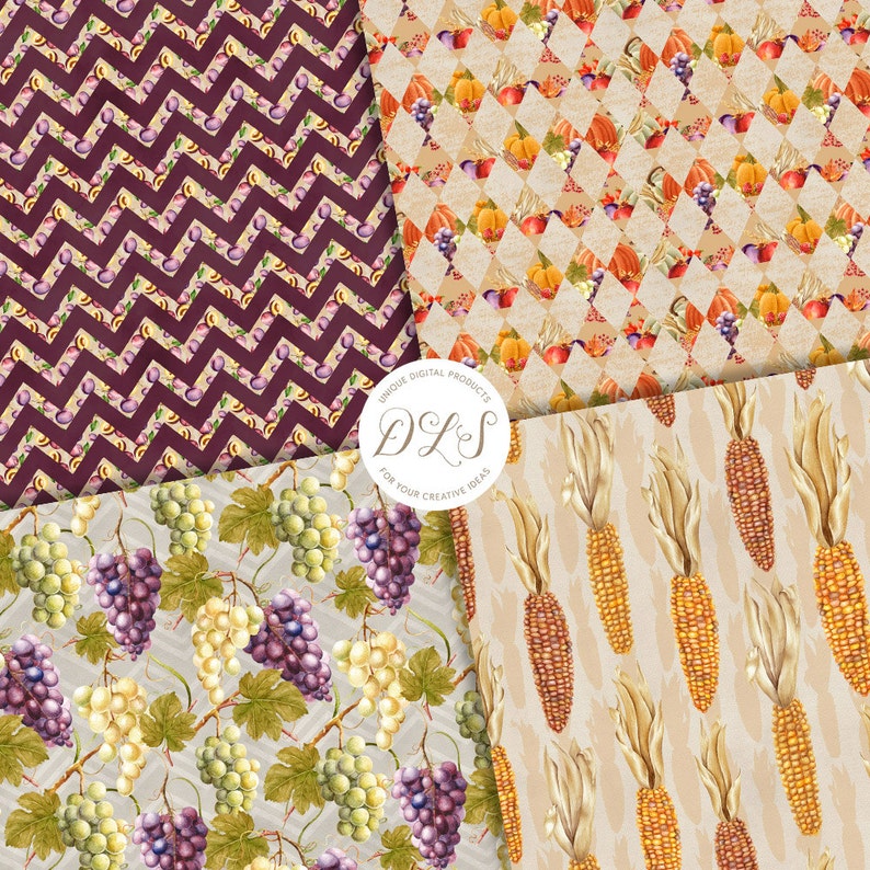 THANKSGIVING Digital Paper Autumn Paper Pack Pumpkin Scrapbook | Etsy