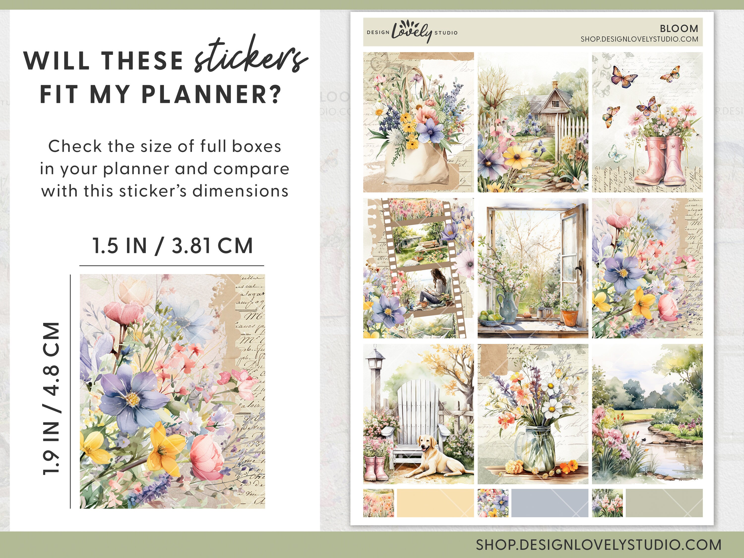 Spring Floral Printable Planner Stickers Bundle, Garden, Nature, Summer ...