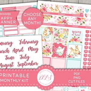 Printable SPRING Monthly Planner Stickers, Classic Happy Planner ...
