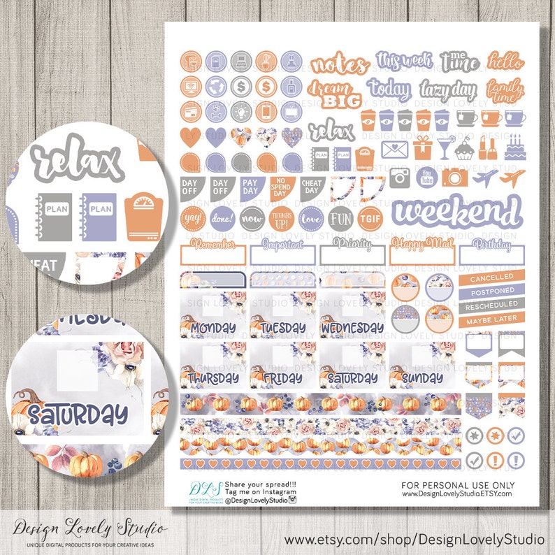Halloween Planner Stickers Printable FALL Planner Stickers | Etsy