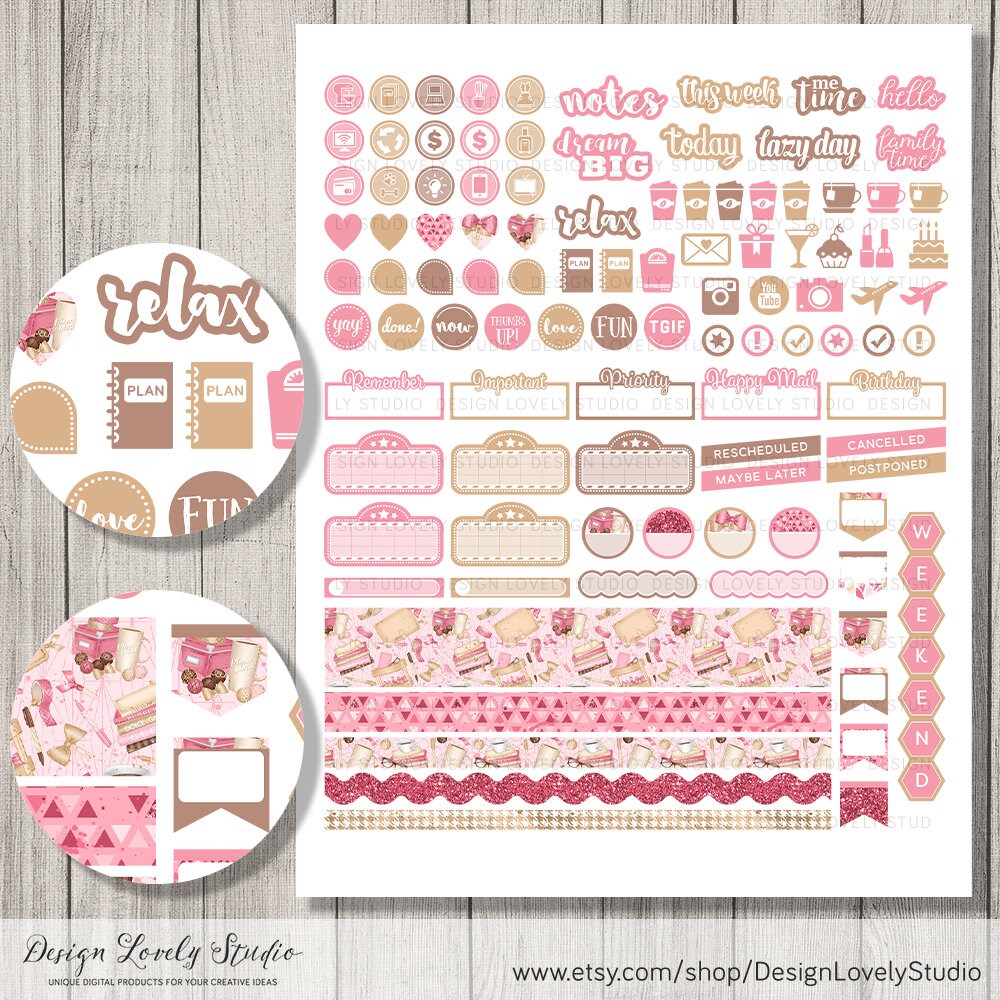 Planner Girl Printable Stickers Kit Fits Erin Condren | Etsy