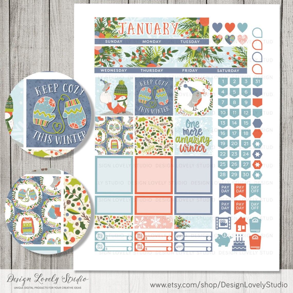 Happy Planner January Monthly Kit January Monthly Planner Etsy