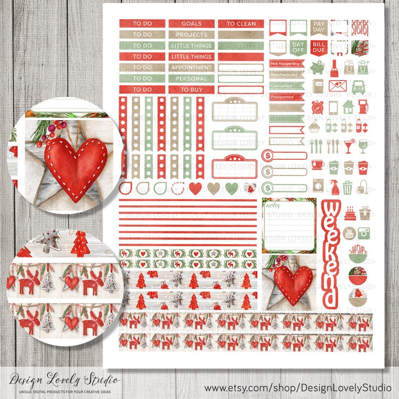 Printable CHRISTMAS Planner Stickers Kit, Mini Happy Planner Christmas ...