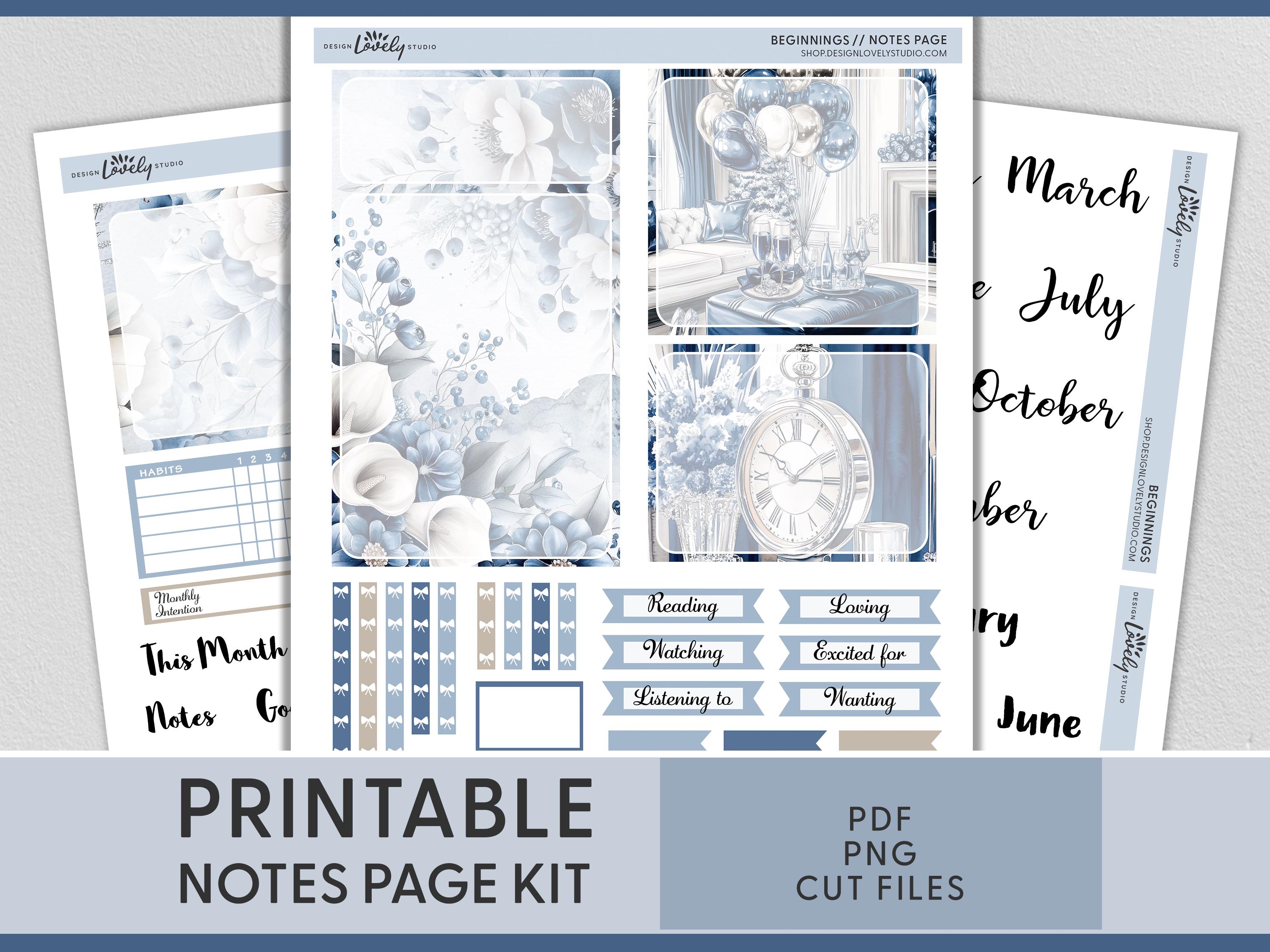 Jan Note January Notes Page Kit, January Dashboard Stickers, January Monthly ...