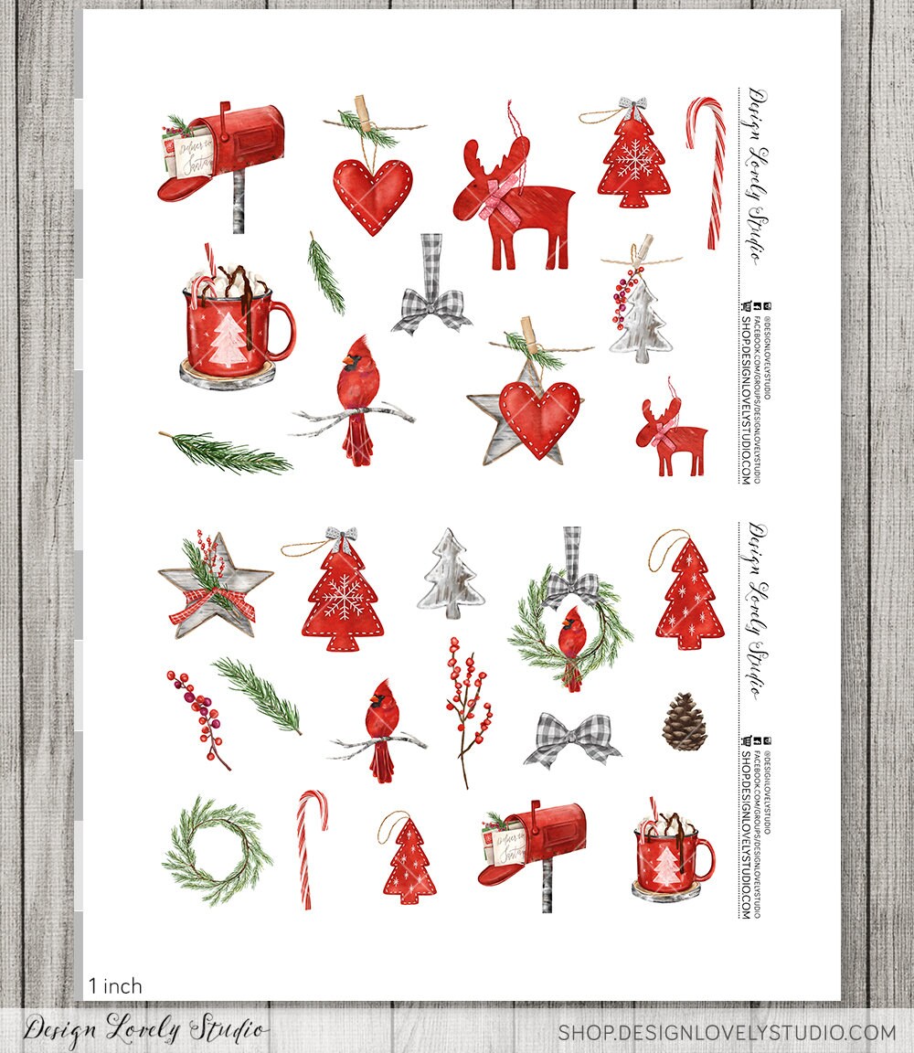 Printable CHRISTMAS Planner Stickers, Christmas Scrapbook Stickers ...