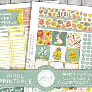 April Monthly Kit Happy Planner, Easter Planner Stickers, Monthly Printable Stickers, Mambi April, Easter Stickers, Bunny Stickers, HPMV121