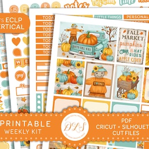 Afdrukbare Halloween Planner Stickers, Fall Planner Stickers Kit, Pumpkin Planner Stickers, past Erin Condren Verticaal, Cut Files, VS154