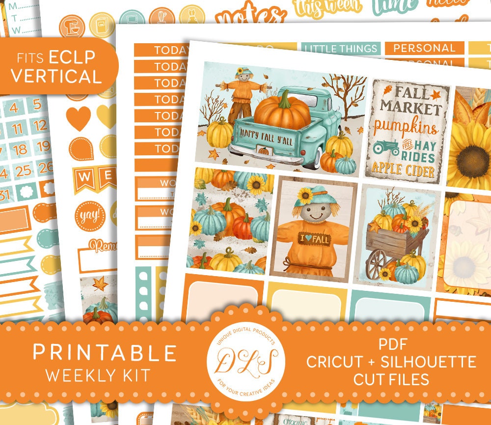 Halloween Digital ECLP Weekly Kit October Stickers Printable Halloween Vertical Erin Condren Stickers Halloween Printable Planner Sticker