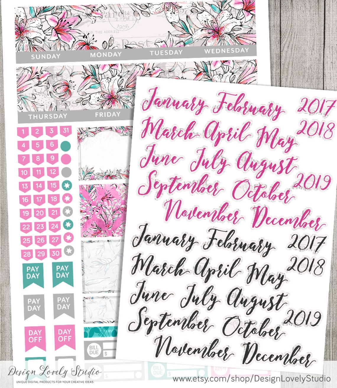 Monthly Stickers Kit for Erin Condren Planner ECLP Monthly | Etsy