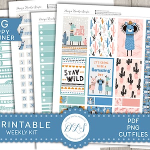 PRINTABLE Big Happy Planner Stickers Kit, Llamas Planner Stickers, Big ...