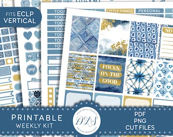 Printable Weekly Planner Kit, Erin Condren Printable Stickers, Watercolor Planner Stickers, Vertical Planner Stickers, Cut Files, VS200